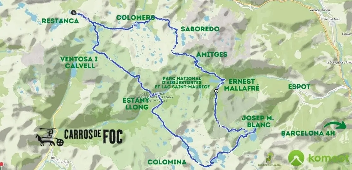 Carros de Foc and Aigüestortes Hiking Map