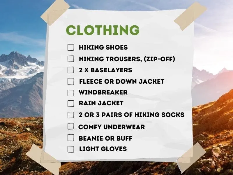 Paklijst kleding voor een huttentocht