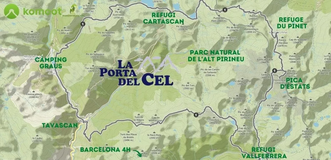 Porta del Cel and Alt Pirineu Hiking Map