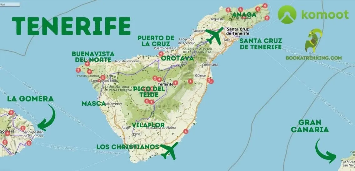 Wandelen op Tenerife: Overzichtskaart en navigatie