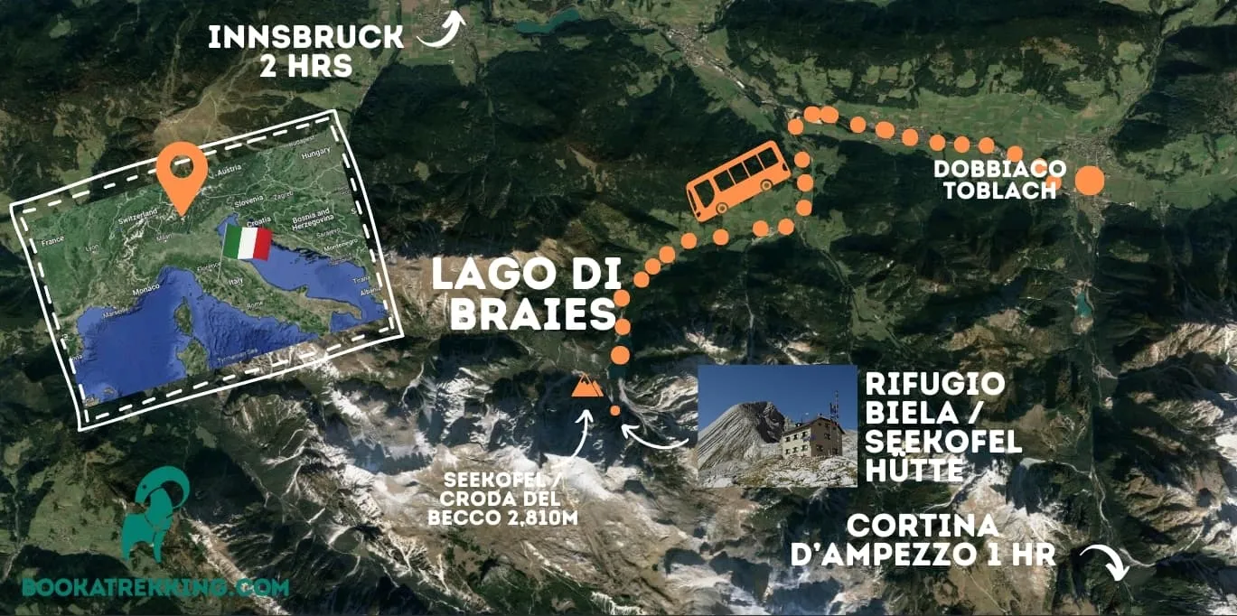 Kde se nachází Lago di Braies (Pragser Wildsee)?