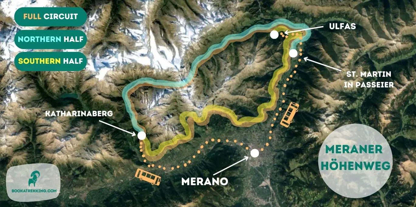 Routenoptionen auf dem Meraner Höhenweg