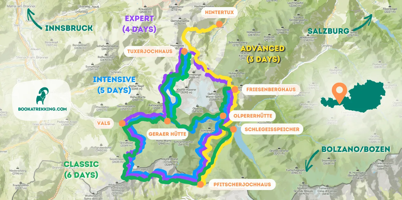 Mapa del Trek de Peter Habeler