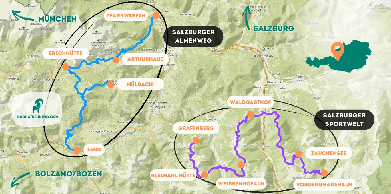 Salzburgerland: Salzburger Almenweg Kort